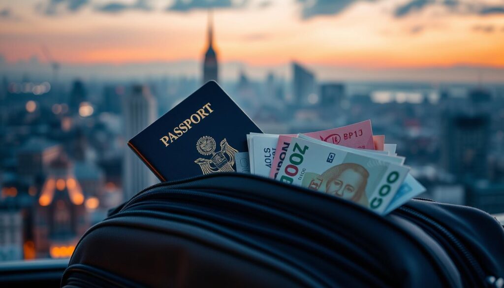 Dokumente und Geld Städtetrip
