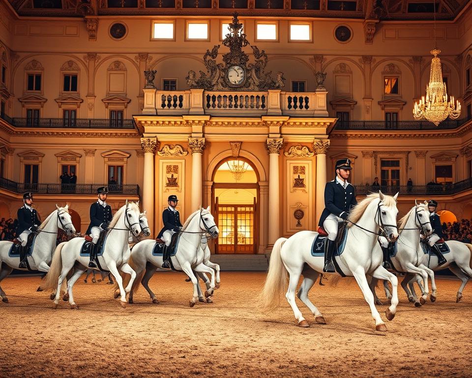 Lipizzaner Pferde in der Spanischen Hofreitschule