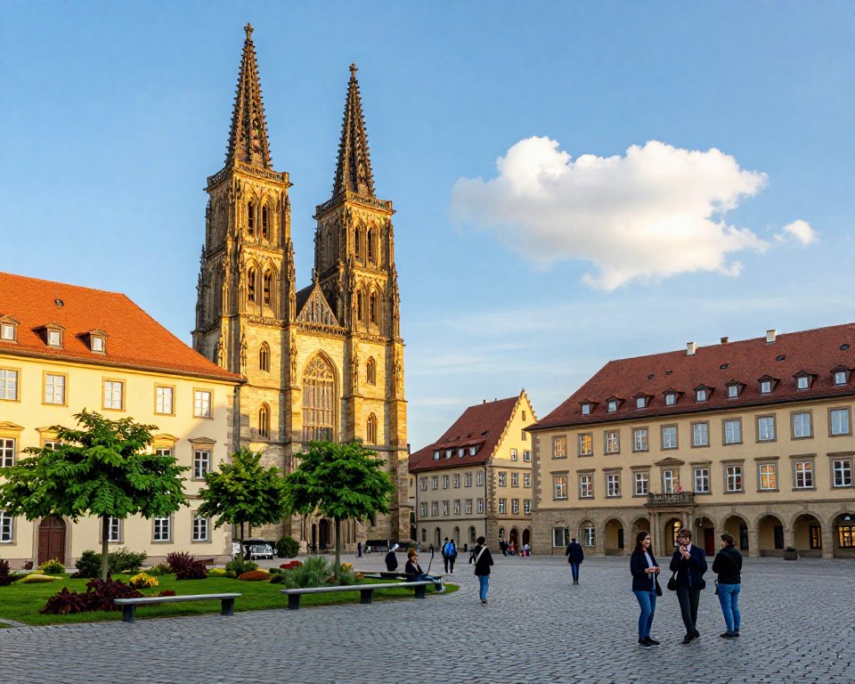 Domplatz Erfurt mit Dom und Severikirche