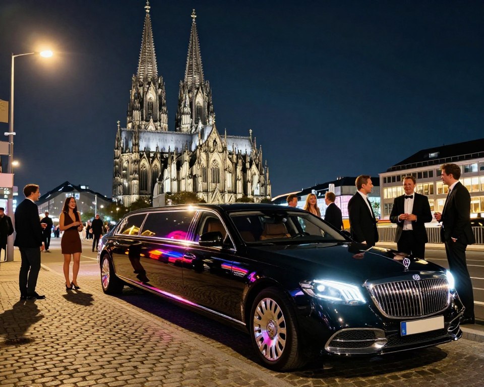 Köln bei Nacht mit Stretchlimousine
